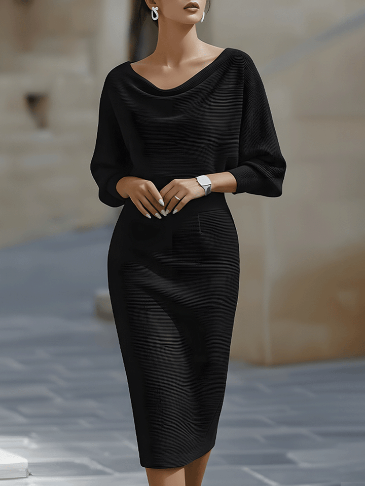 Liora | Elegant Draped Batwing Midi Dress