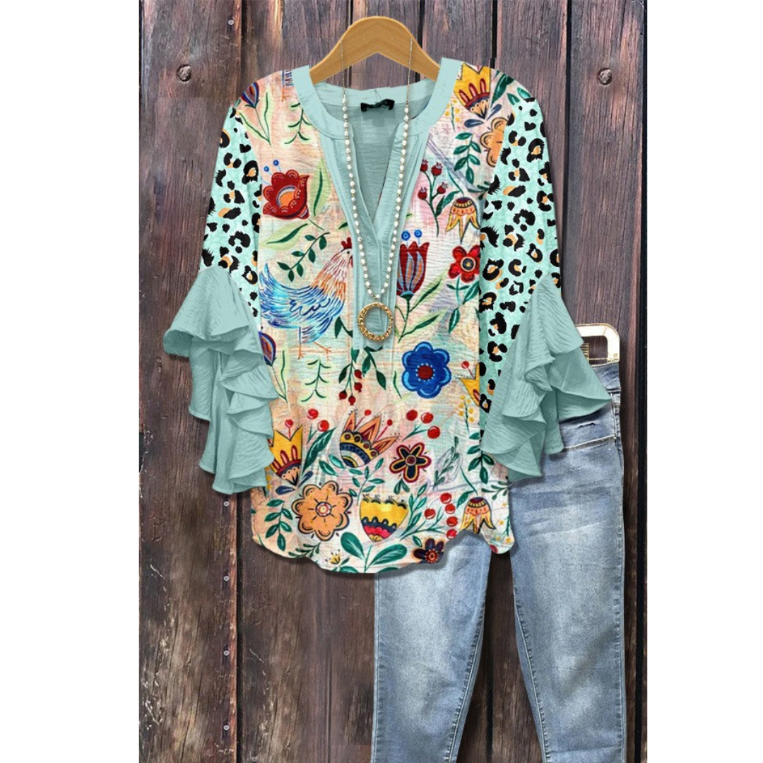 Waverley – Blouse with Ruffle Sleeves and Print