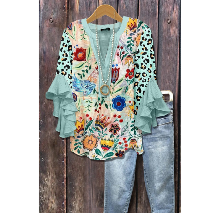 Waverley – Blouse with Ruffle Sleeves and Print