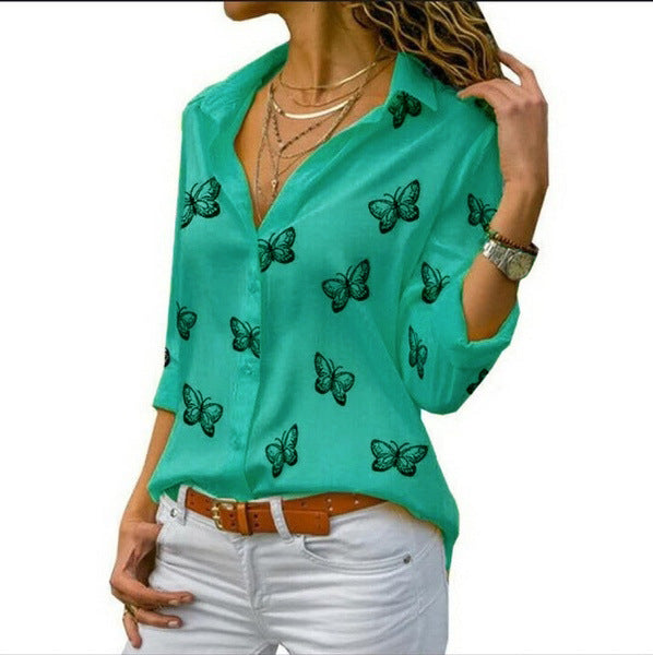 Neleia – Relaxed Fit Blouse with Butterfly Print