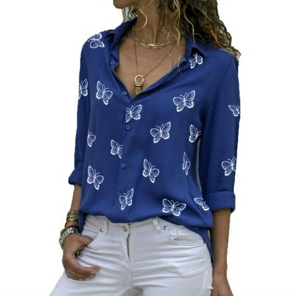 Neleia – Relaxed Fit Blouse with Butterfly Print