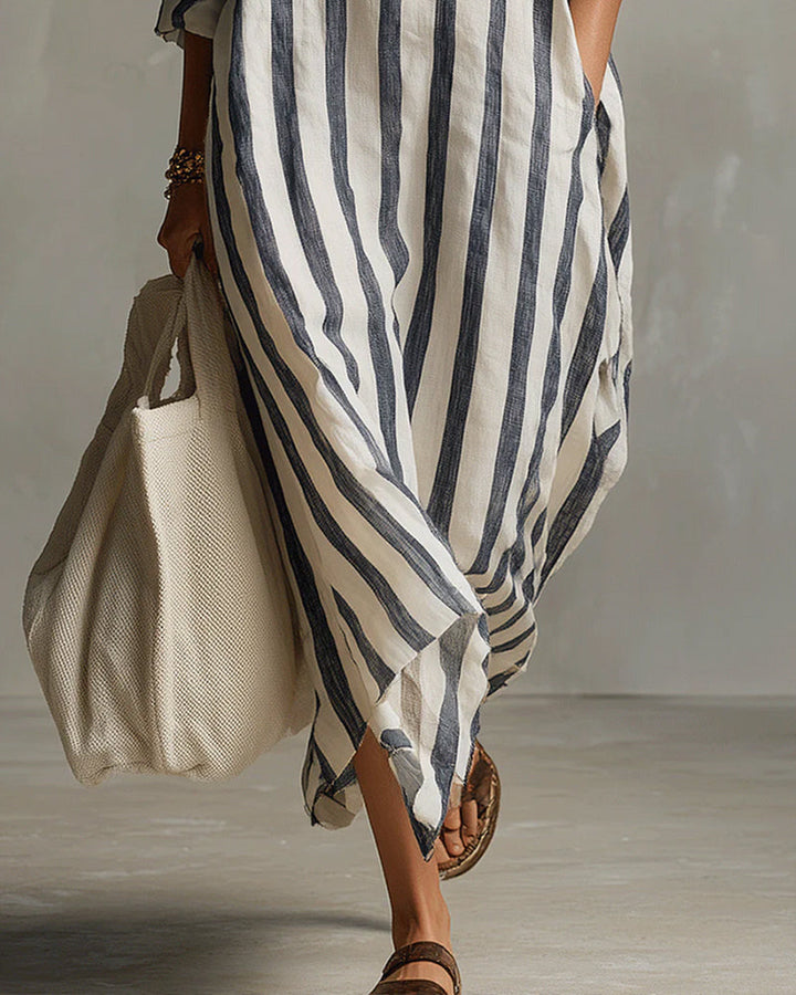 Dorothy | Striped Dress with Lapel Collar