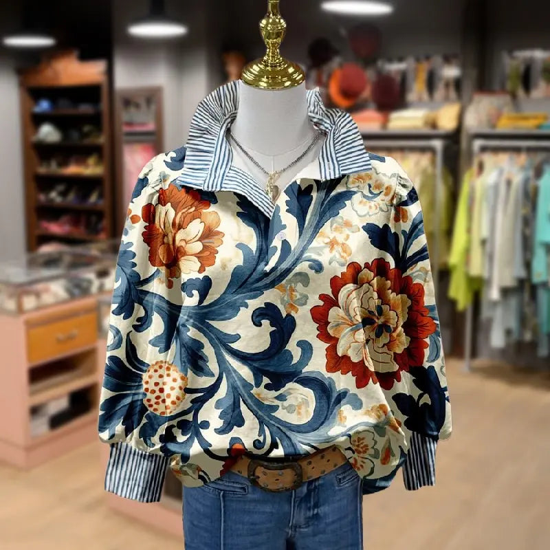 Serenity – Classic Vintage Blouse with Floral Pattern