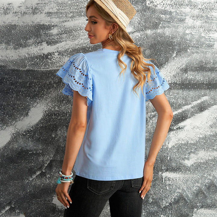 Noelle – Broderie Blouse with Ruffled Sleeves