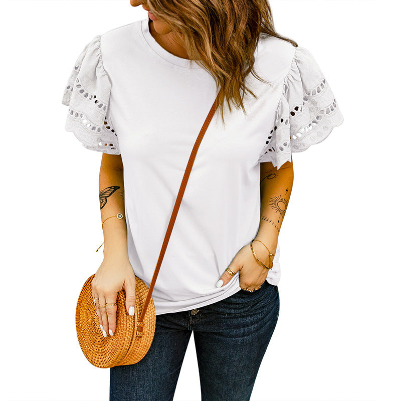 Noelle – Broderie Blouse with Ruffled Sleeves