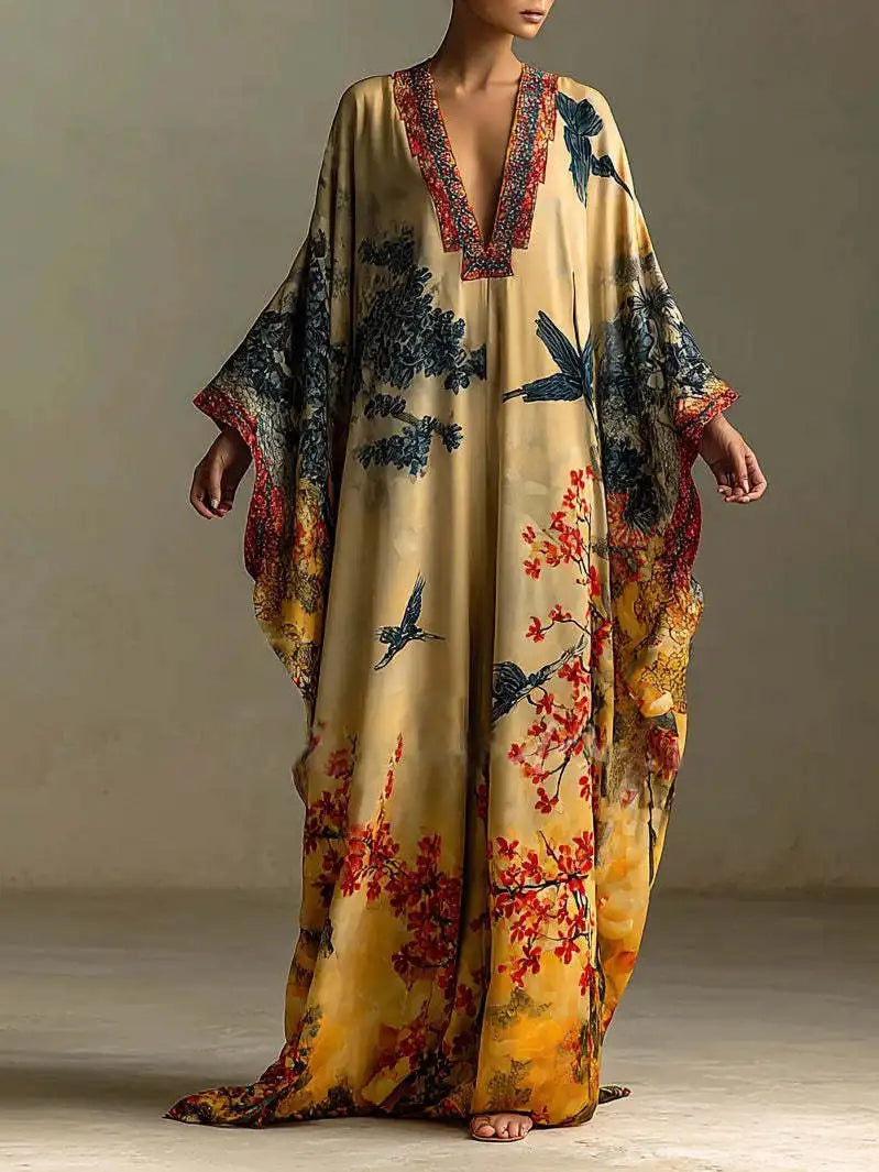 Nora | African Maxi Dress With Batwing Sleeves