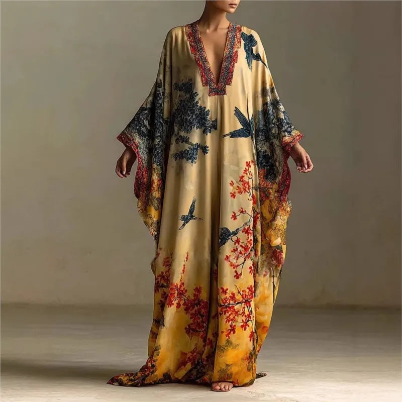 Nora | African Maxi Dress With Batwing Sleeves
