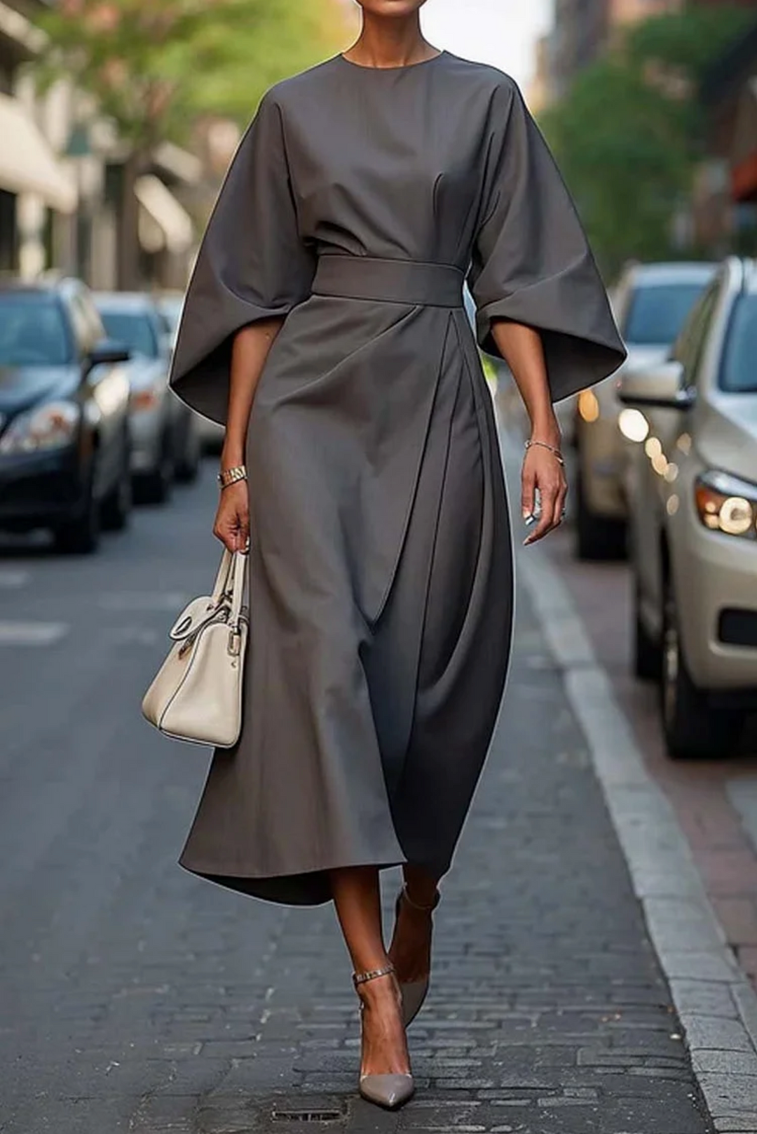 Rachel | Elegant Lantern Sleeves Dress