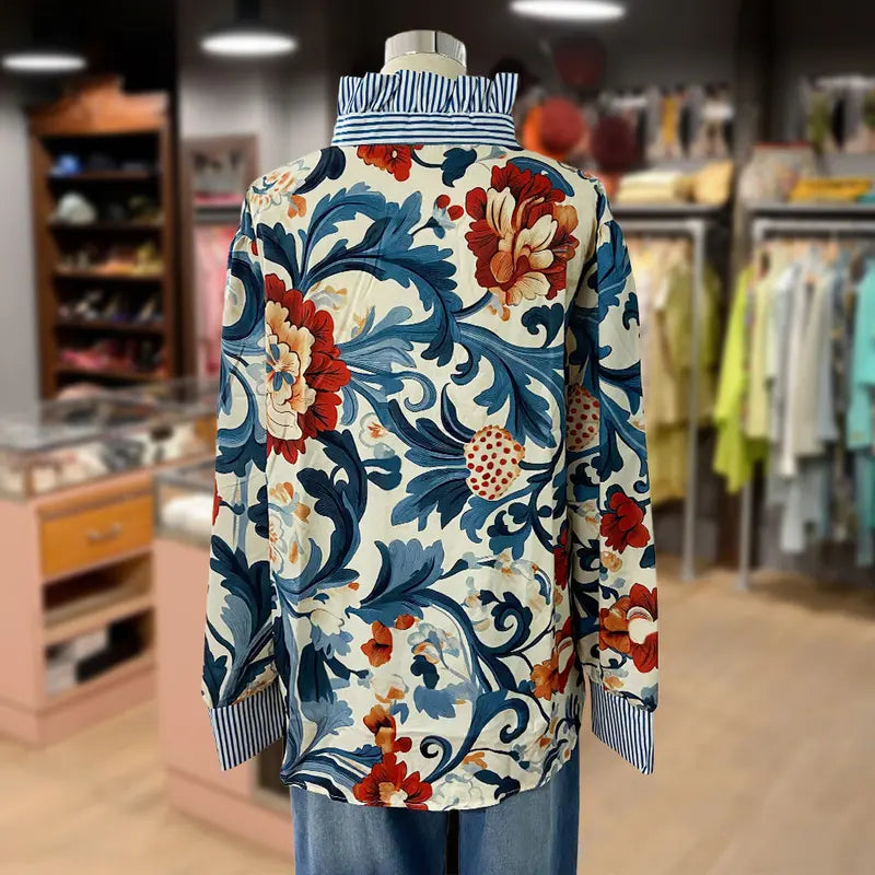 Serenity – Classic Vintage Blouse with Floral Pattern